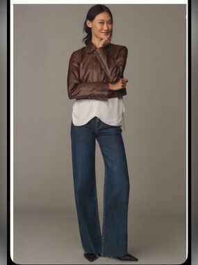 ASKK NY Ludlow High-Rise Wide-Leg Jeans, Dark Stone, size 29 NWT